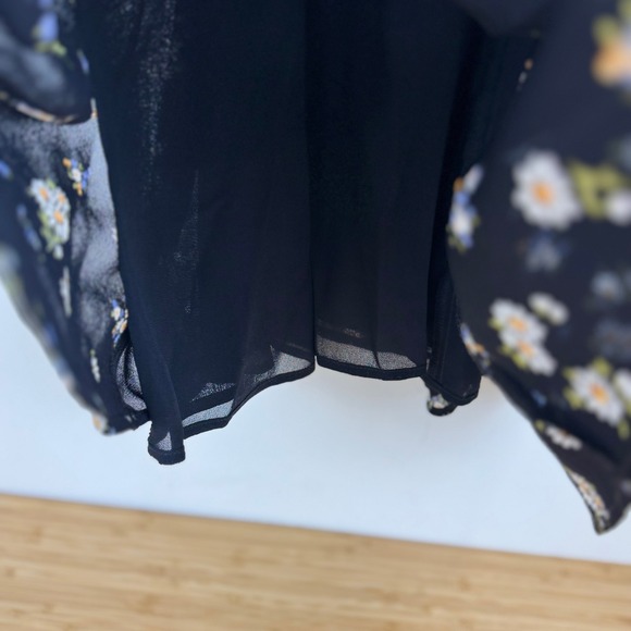 Reformation Maylin Black Daisy Floral Mini Dress Puff Sleeve 12 Cottagecore - Picture 12 of 15